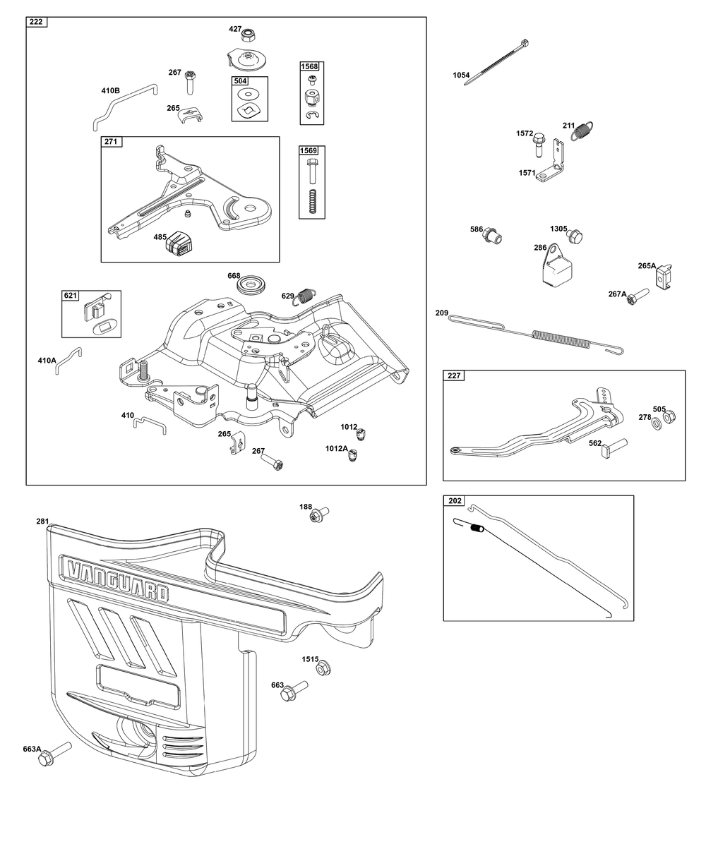 Controls Group Diagram and Parts List for 25V337-0054-F1 200000 - 399999 Briggs and Stratton Engine